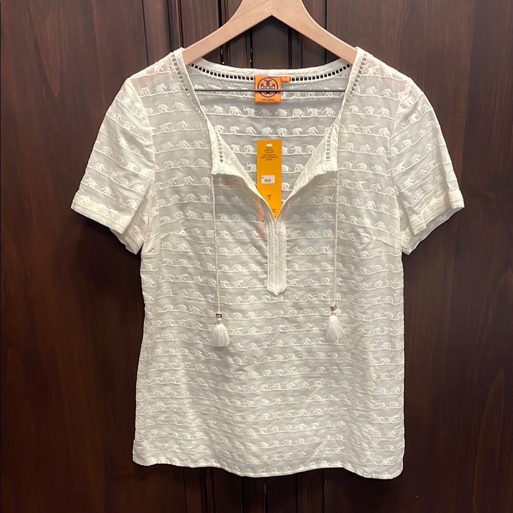 Tory Burch Maxton Elephant Embroidered Blouse